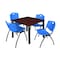 Kee Kee Square Table & Chair Set, Wood, Metal, Plastic Top, Mahogany TB4242MHBPBK47BE - alternate 1